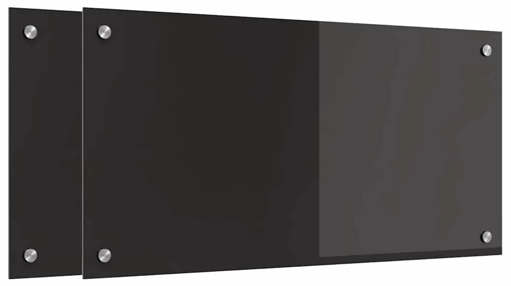 vidaXL Πίσω Πάνελ Κουζίνας 2 pcs Μαύρο 80 x 40 cm σκληρυμένο γυαλί