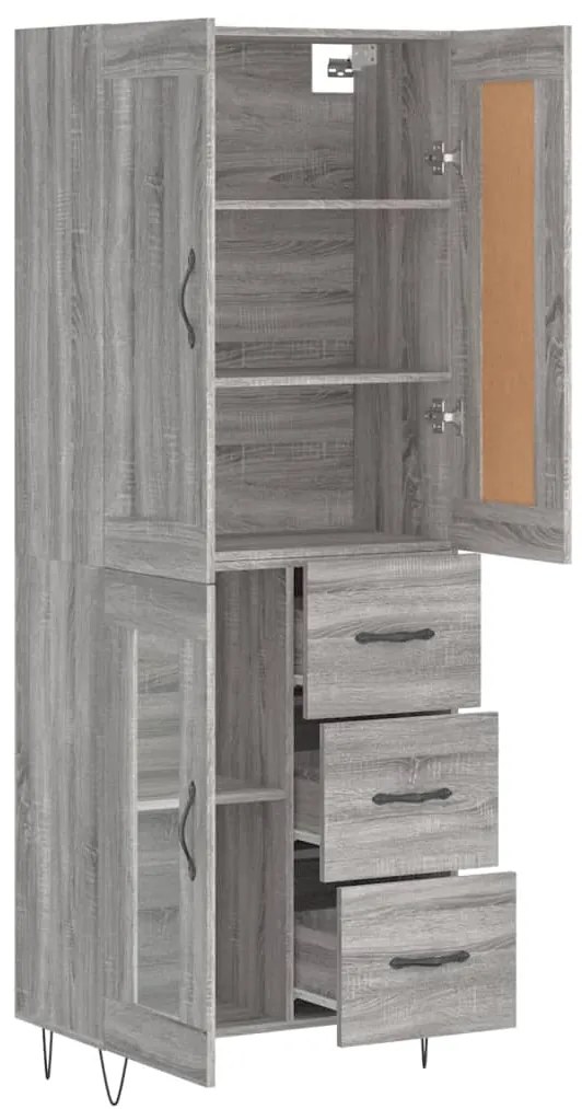 vidaXL Ντουλάπι Γκρι Sonoma 69,5 x 34 x 180 εκ. Επεξεργασμένο Ξύλο