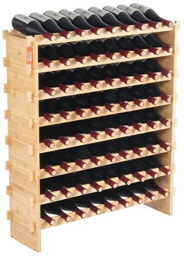 VEVOR 72 Bottle Upgrade Modular Wine Rack Bamboo Wood Display Shelf 8-Tier