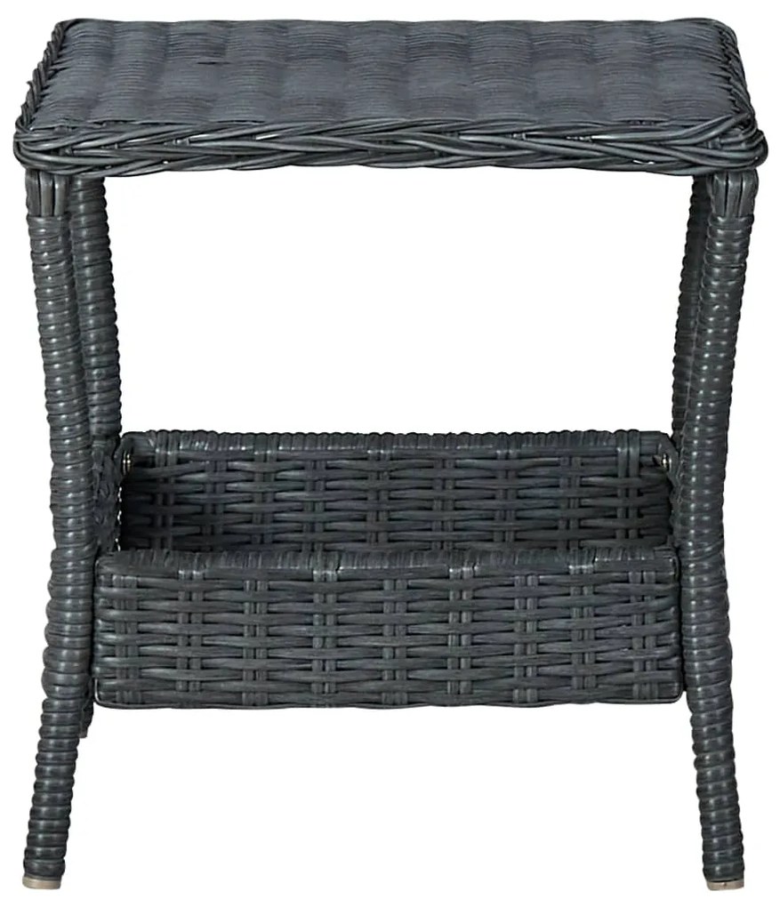 vidaXL Τραπεζάκι Κήπου Σκούρο Γκρι 45 x 45 x 46,5 εκ. Συνθετικό Ρατάν