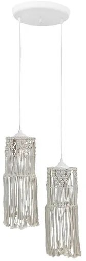 Φωτιστικό Οροφής Δίφωτο Heronia Macrame 01 Handmade 31-1061 Rope/White