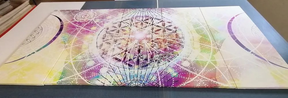 Εικόνα 5 μερών Mandala σε ένα ενδιαφέρον σχέδιο - 100x50