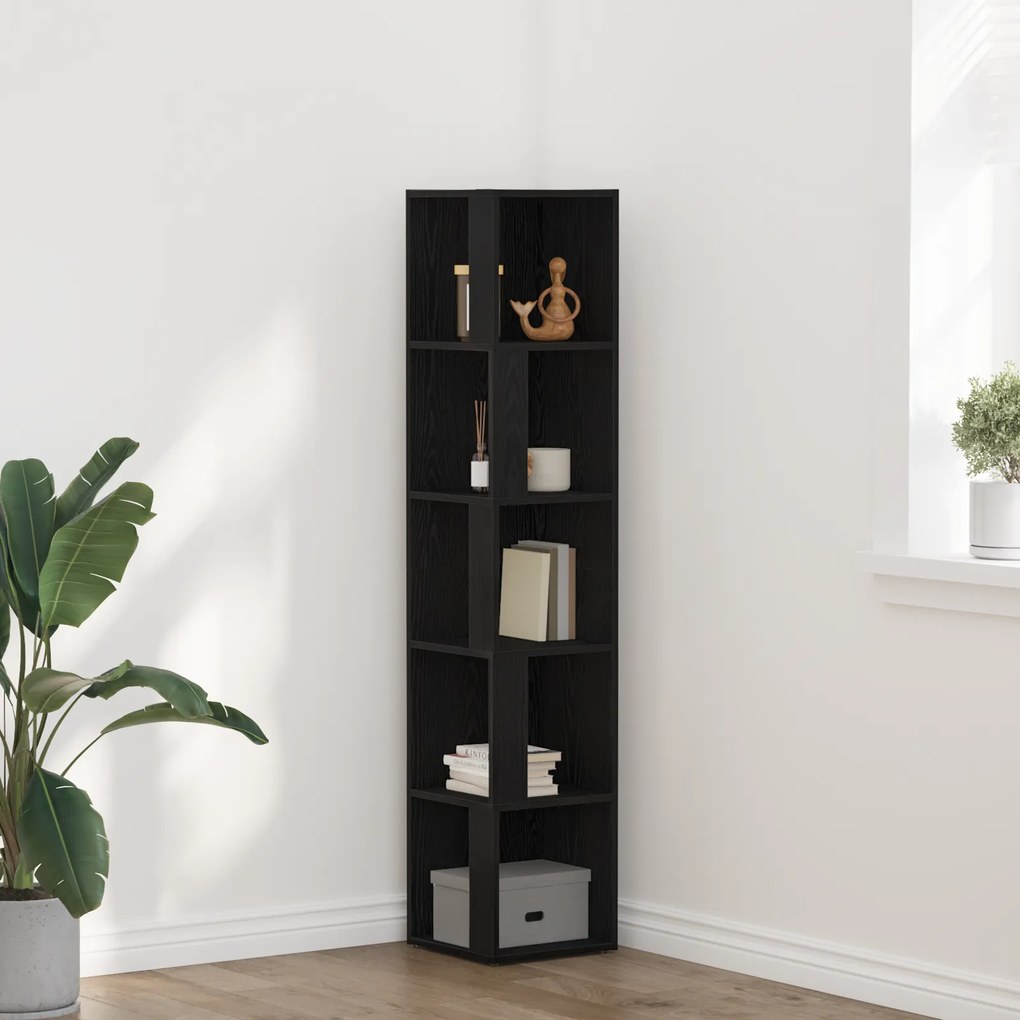 vidaXL Γωνιακή Ντουλάπα Μαύρη Δρυ 33x33x164,5 εκ. Ξύλο Επεξεργασμένο
