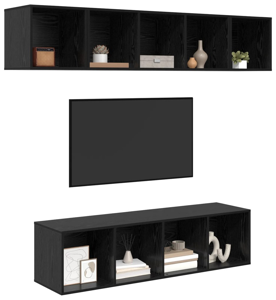 vidaXL Σετ επίπλου τηλεόρασης 4 pcs Μαύρη δρυς 37 x 37 x 142.5 εκ