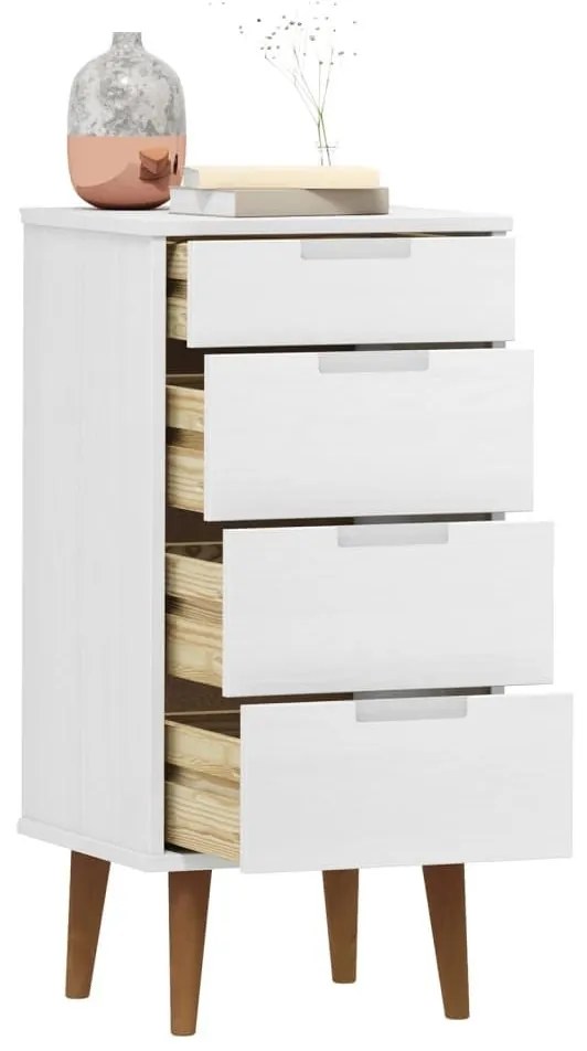 Συρταριέρα MOLDE Λευκή 40 x 35 x 82 εκ. από Μασίφ Ξύλο Πεύκου - Λευκό