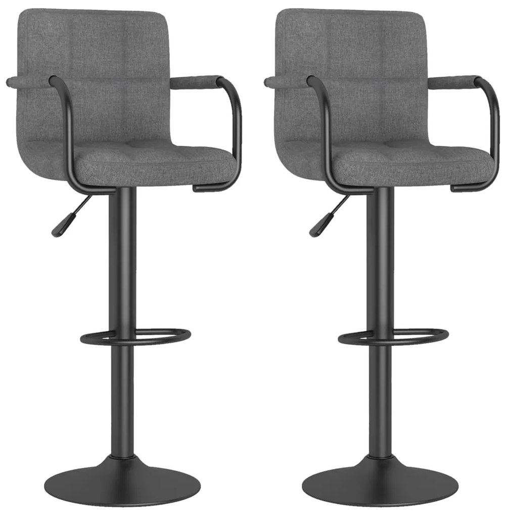 vidaXL Σκαμπό Μπαρ 2 τεμ. Ανοιχτό Γκρι Υφασμάτινα