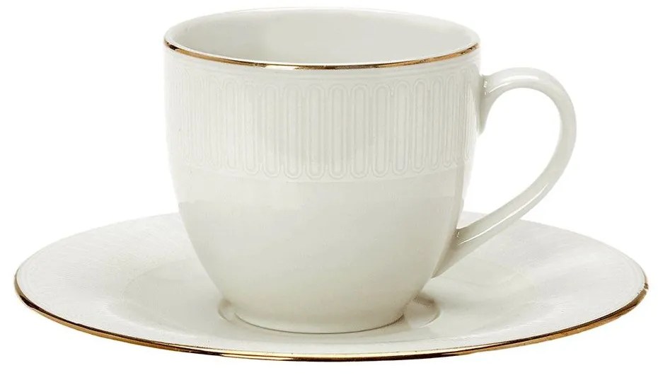 Φλυτζάνι Τσαγιού Με Πιατάκι 03.100.16 250ml Ivory-Gold Cryspo Trio Porcelain