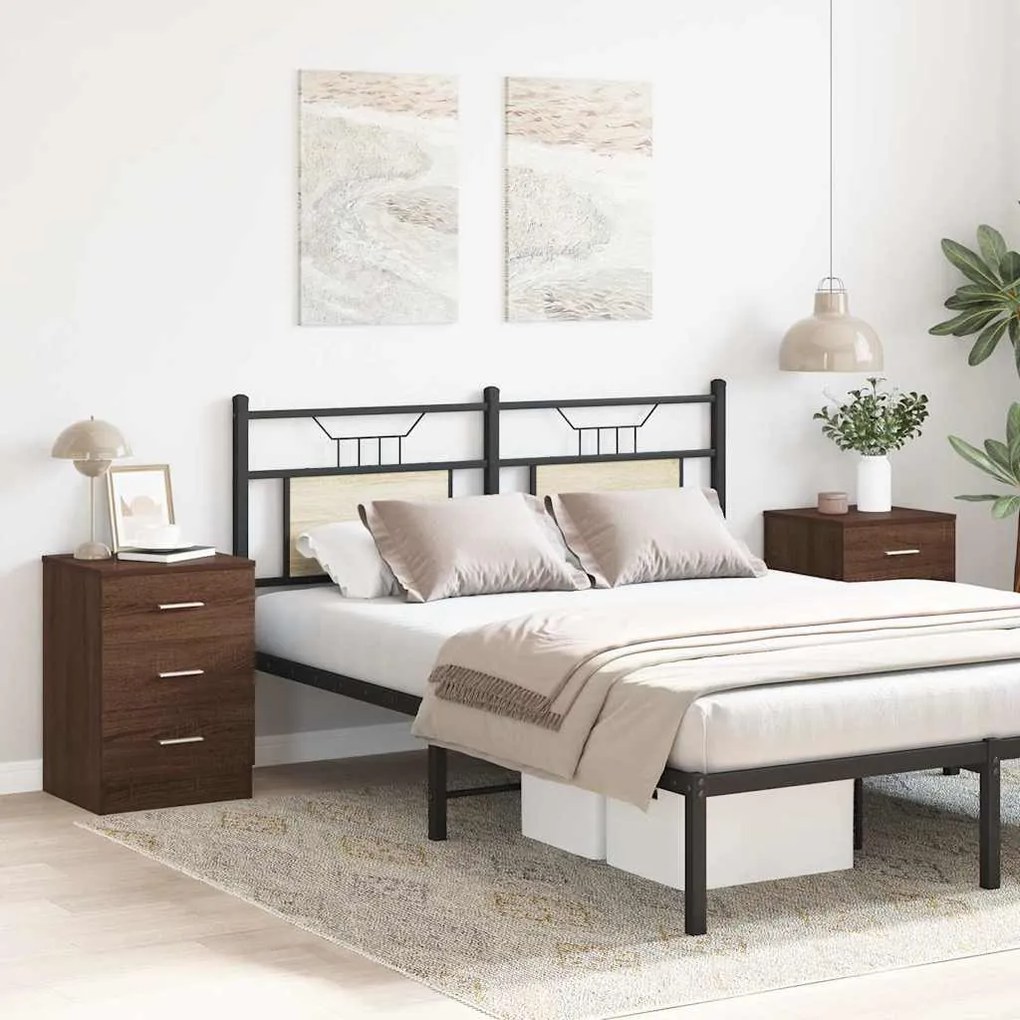 vidaXL Κομοδίνα 2 τεμ. Καφέ Δρυς από 38x35x56 Επεξεργασμένο Ξύλο