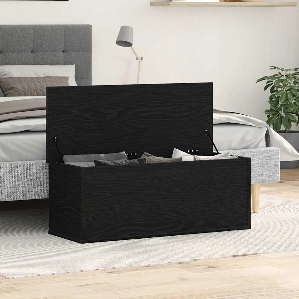 vidaXL Κουτί Αποθήκευσης Μαύρο Δρυς 102x35x35 εκ Επεξεργασμένο Ξύλο
