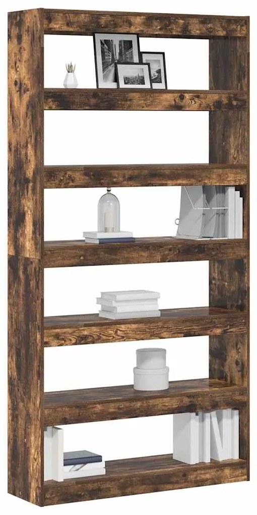 vidaXL Βιβλιοθήκη Καπνιστό Δρύς 100 x 30 x 198 εκ. Επεξεργασμένο ξύλο