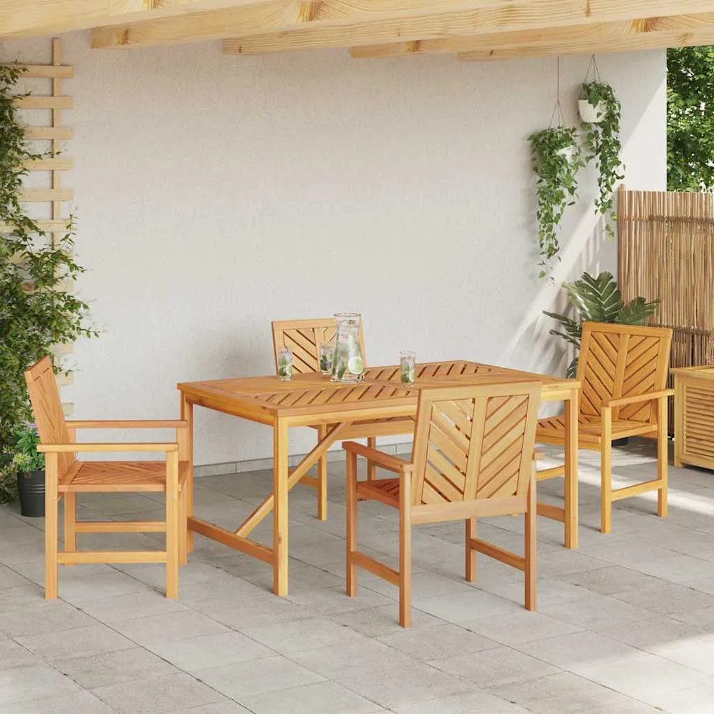 vidaXL Σέτ φαγητού για κήπο 5 pcs Καφέ 150 x 90 x 74 cm