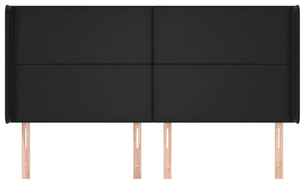 Κεφαλάρι με Πτερύγια Μαύρο 163x16x118/128 εκ.Συνθετικό Δέρμα - Μαύρο