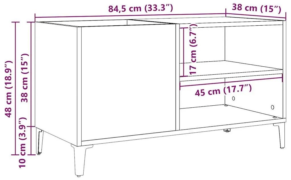 ντουλάπι δίσκων Δρυς τεχνίτης 84,5x38x48 cm Κατασκευασμένο ξύλο - Καφέ