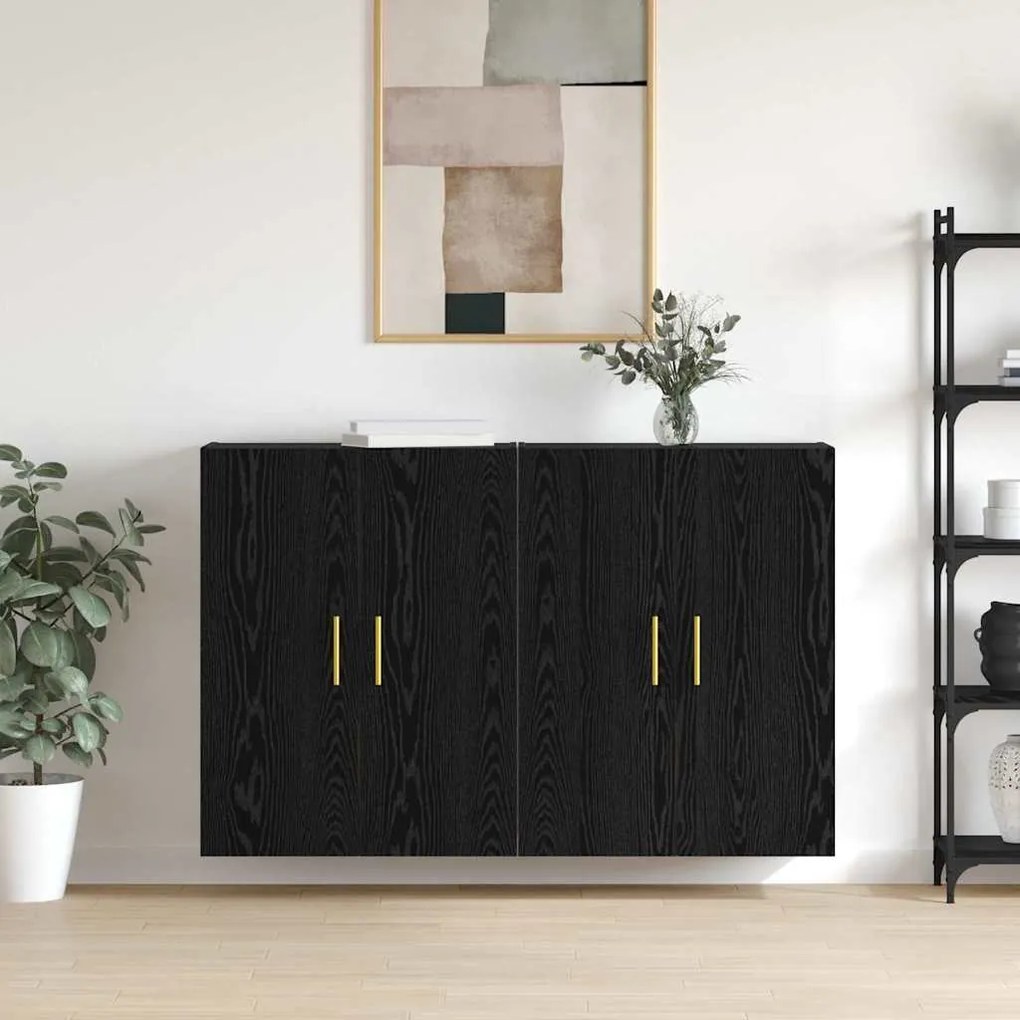 vidaXL Ντουλάπια Τοίχου 2 pcs Μαύρη δρυς 69.5 x 34 x 90 εκ.