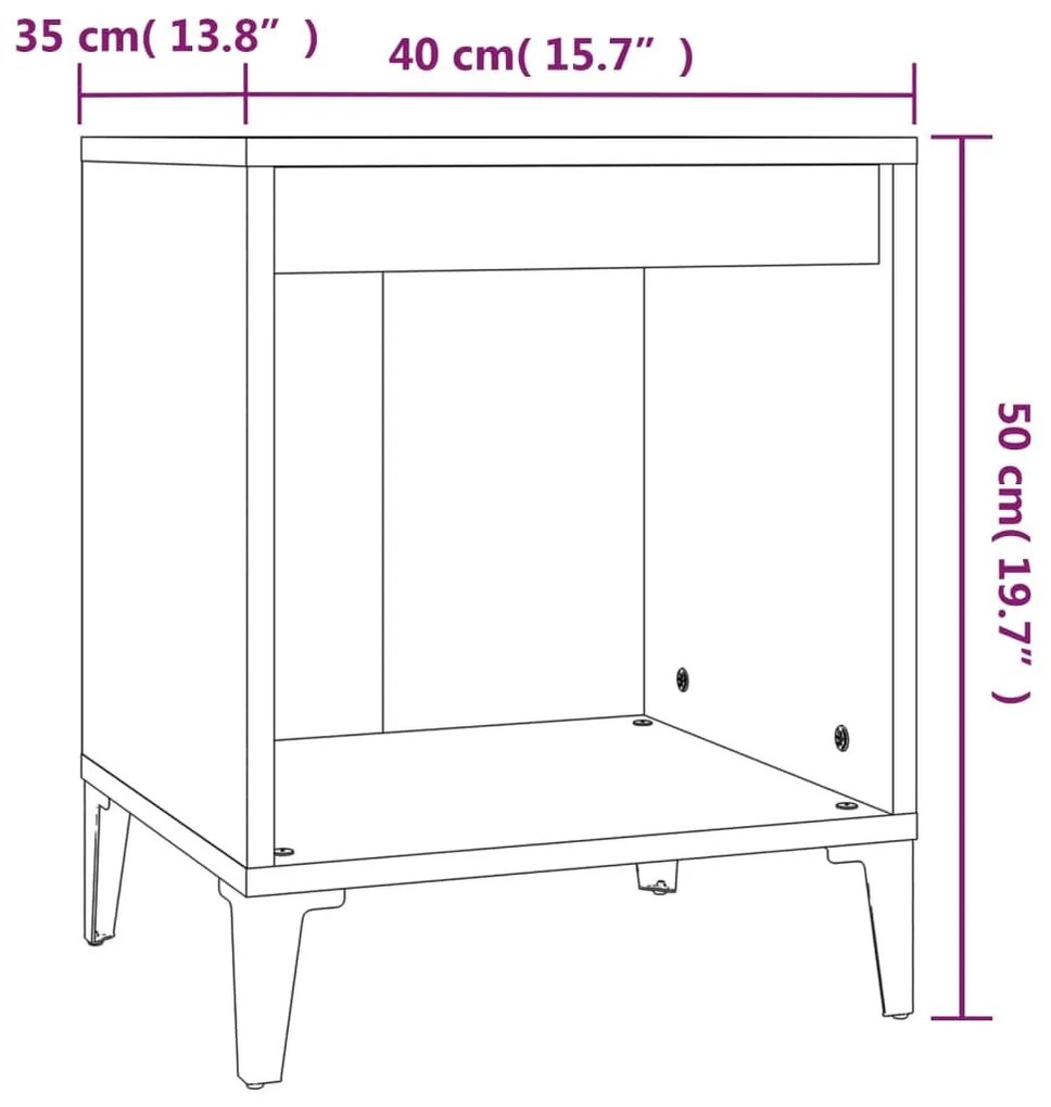 Κομοδίνα Γυαλιστερό Λευκό 40x35x50 εκ. - Λευκό