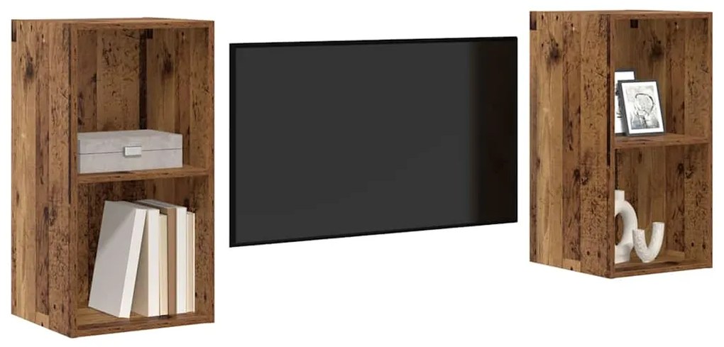 vidaXL Σετ επίπλου τηλεόρασης 2 pcs Παλιό Ξύλο 37 x 37 x 72 εκ