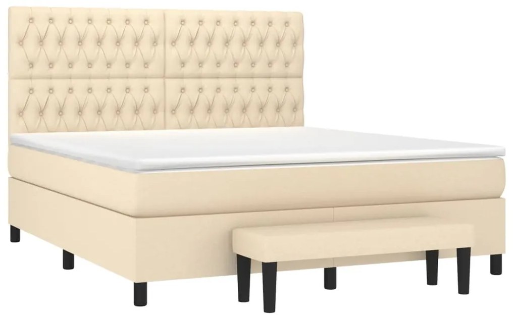 vidaXL Κρεβάτι Boxspring με Στρώμα Κρεμ 180x200 εκ. Υφασμάτινο