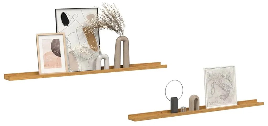 vidaXL Ράφι Τοίχου 2 pcs Μπεζ 115 x 9 x 3 cm Επεξεργασμένο ξύλο