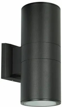 POWERTECH φωτιστικό τοίχου HLL-0190 για 2x GU10 λάμπες, μεταλλικό, IP65, μαύρο