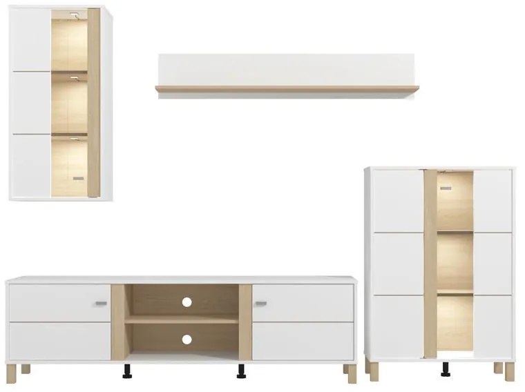 Σύνθετο σαλονιού PECKHAM Λευκό - Δρύς 260x40x183εκ. 260x40x183 εκ.