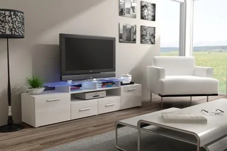 front TV stand EVORA RTV white DIOMMI CAMA-EVORA-RTV-FRONT-BIAŁY POŁYSK