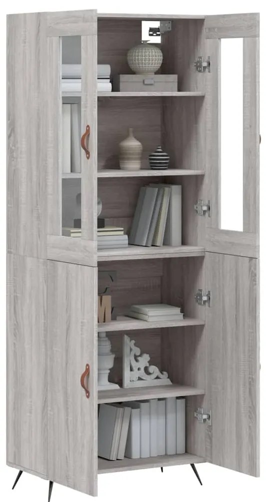 vidaXL Ντουλάπι Γκρι Sonoma 69,5 x 34 x 180 εκ. Επεξεργασμένο Ξύλο