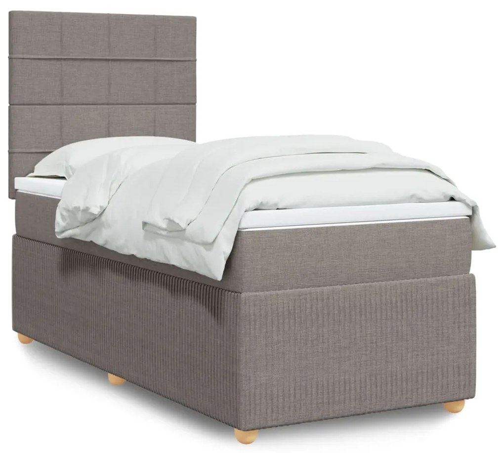 vidaXL Κρεβάτι Boxspring με Στρώμα Taupe 90x200 εκ. Υφασμάτινο