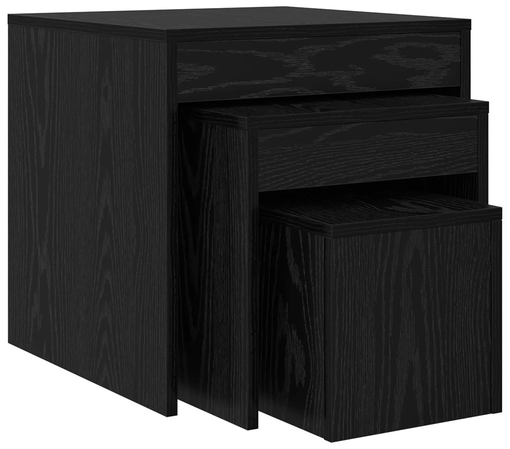 vidaXL Τραπεζάκια Σαλονιού 3 pcs Μαύρη δρυς 45 x 45 x 45 cm