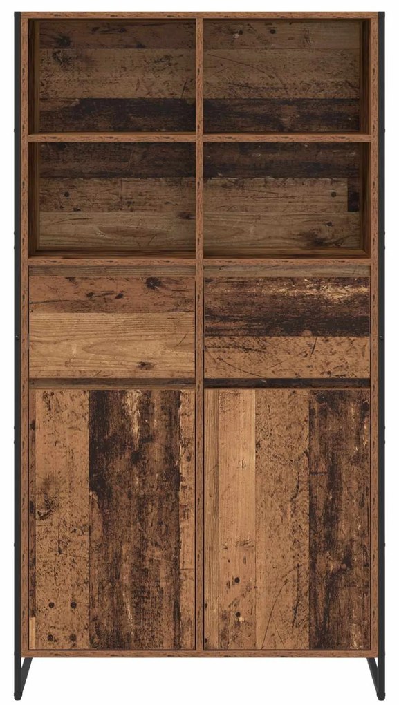 vidaXL Πλαϊνό γραφείο με συρτάρι 2 pcs Παλιό Ξύλο 81 x 36 x 150.5 εκ.