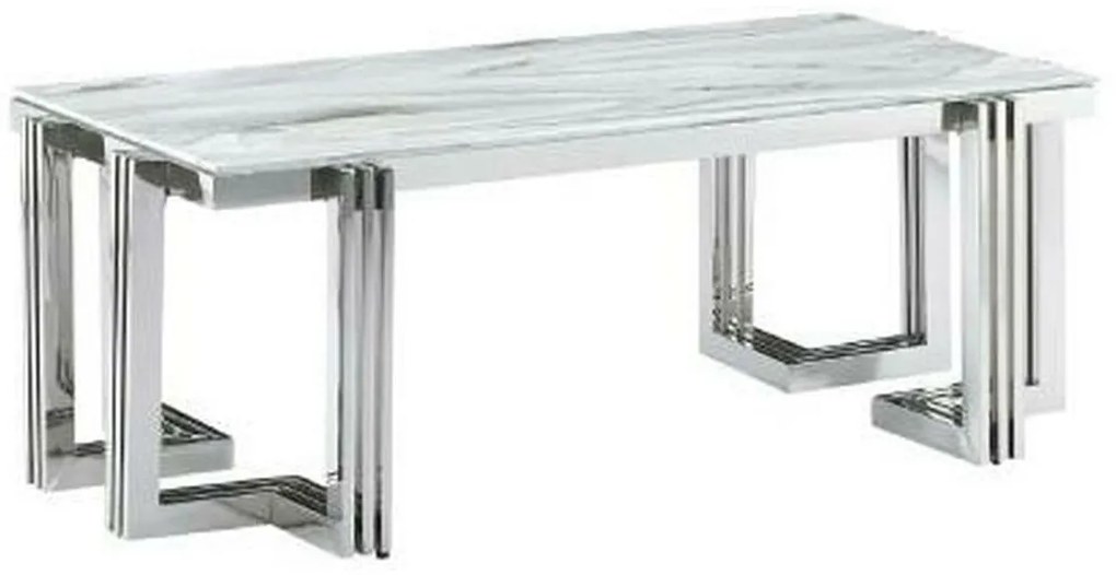 Τραπεζάκι Καφέ DKD Home Decor Λευκό Ασημί Κρυστάλλινο Χάλυβας 120 x 60 x 45 cm