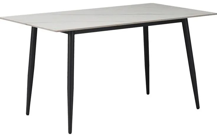 Τραπέζι Gustas λευκό μαρμάρου sintered stone-μαύρο μέταλλο 160x90x75εκ 160x80x75 εκ.