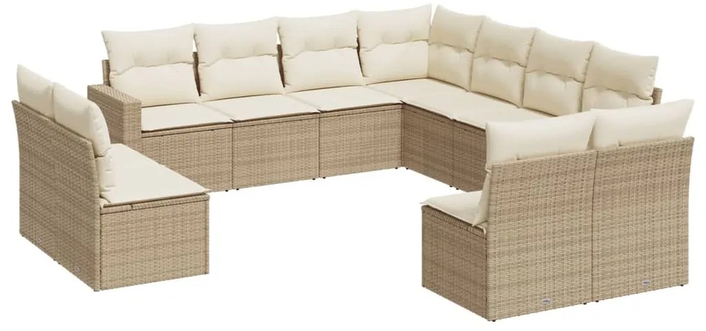 vidaXL Σαλόνι Κήπου Σετ 11 τεμ. Μπεζ Συνθετικό Ρατάν με Μαξιλάρια