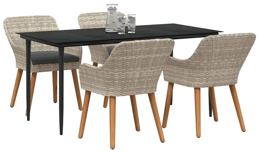 vidaXL Σέτ φαγητού για κήπο 5 pcs Ανοιχτό γκρι συνθετικό ρατάν