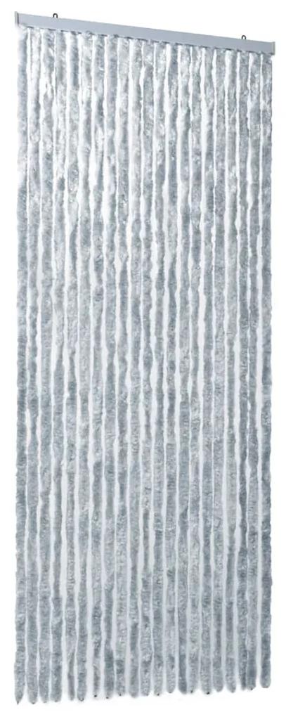 vidaXL Σήτα - Κουρτίνα Πόρτας Λευκό / Γκρι 90 x 220 εκ. από Σενίλ