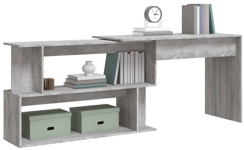 vidaXL Γραφείο Γωνιακό Γκρι Sonoma 200x50x76 εκ. Επεξεργασμένο Ξύλο