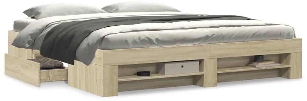 vidaXL Πλαίσιο Κρεβατιού Χωρ. Στρώμα Sonoma Δρυς 200x200 εκ. Επ. Ξύλο