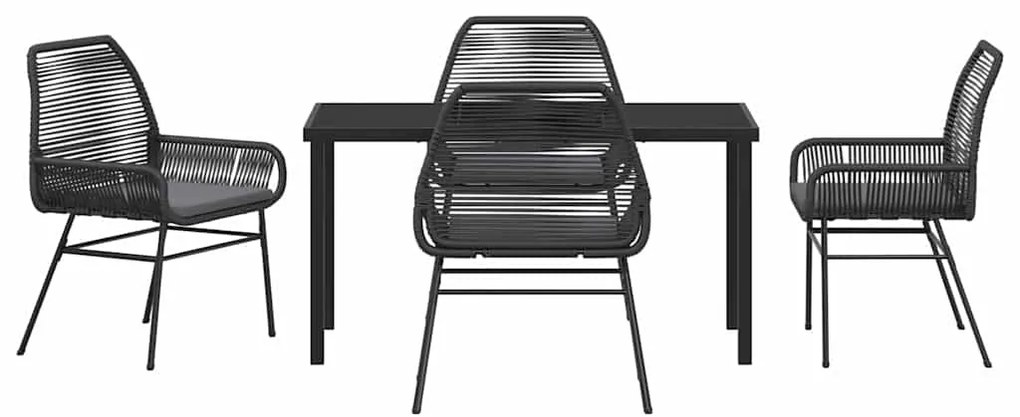 vidaXL Σέτ φαγητού για κήπο με μαξιλάρι 5 pcs Μαύρο συνθετικό ρατάν