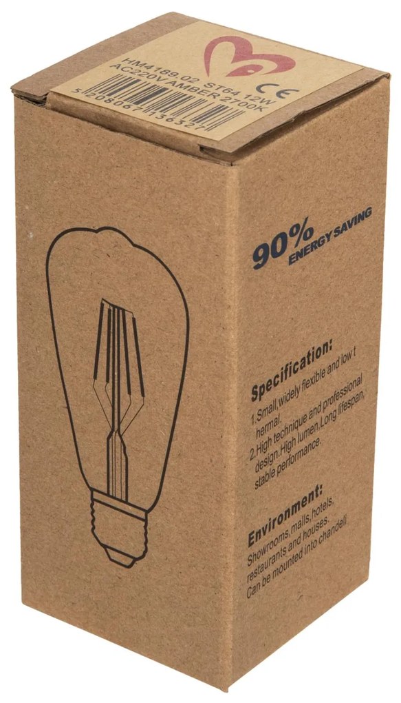 ΛΑΜΠΤΗΡΑΣ  LED FILAMENT 12W E27 3000K GOLD 6x6x14 εκ.