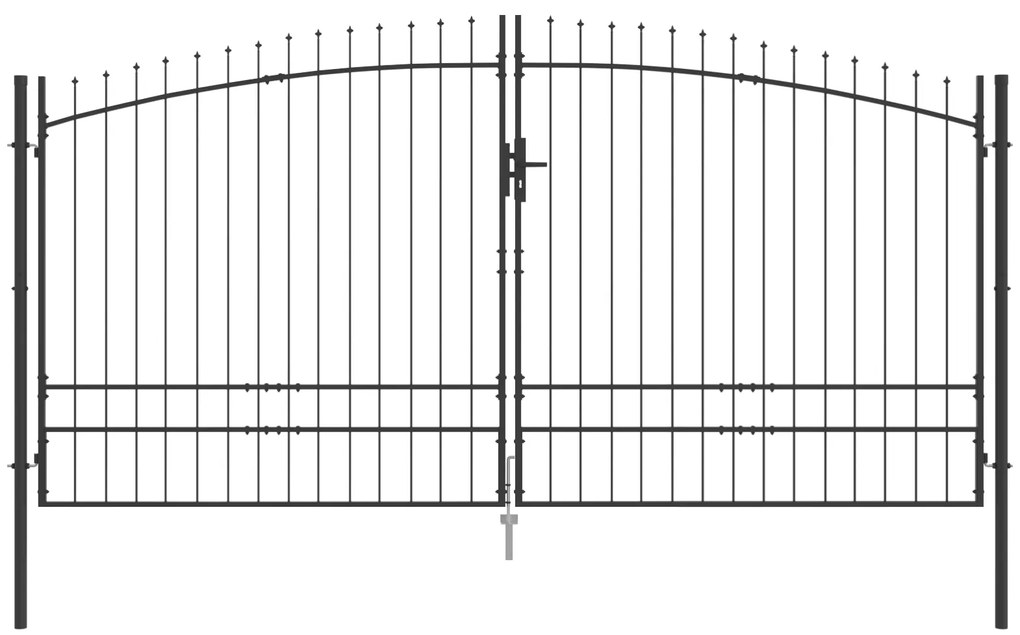 vidaXL Πύλη Κήπου με κλειδαριά Γκρι 200 x 400 cm Ατσάλι
