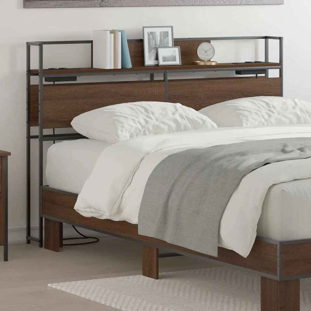 vidaXL Κεφαλάρι Αποθήκης με ράφι Καφέ δρυς 120 cm Επεξεργασμένο ξύλο
