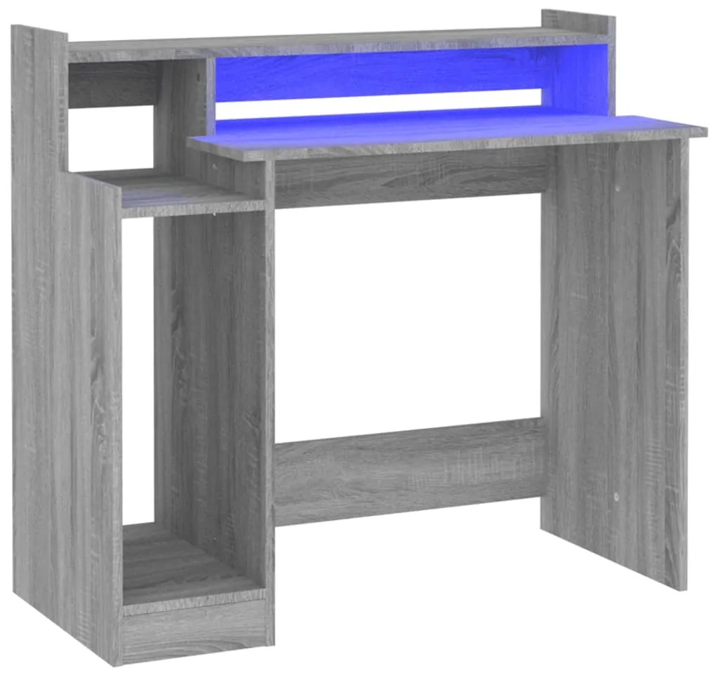 vidaXL Γραφείο με LED Γκρι Sonoma 97x45x90 εκ. Επεξεργ. Ξύλο