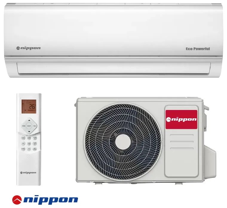 Κλιματιστικό Inverter Nippon KFR 09DCA ECO POWERFUL, 9000 BTU, Wi-Fi, Έως 17 m2, Class A++ Sleep mode, Turbo, DC 180 Sine Wave, Λευκό