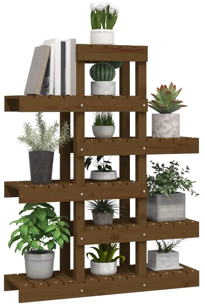 vidaXL Βάση Γλάστρας Καφέ Μελί 85x 25x 109,5 εκ. από Μασίφ Ξύλο Πεύκου