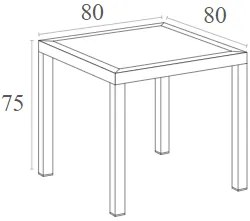 ARES ΤΡΑΠΕΖΙ 80Χ80Χ75ΕΚ. BLACK ΠΟΛ/ΝΙΟΥ