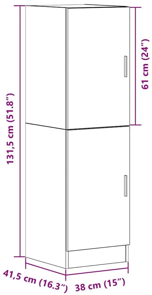 Στήλη Κουζίνας Sonoma Δρυς 38x41,5x131,5 εκ Επεξεργασμένο Ξύλο - Καφέ