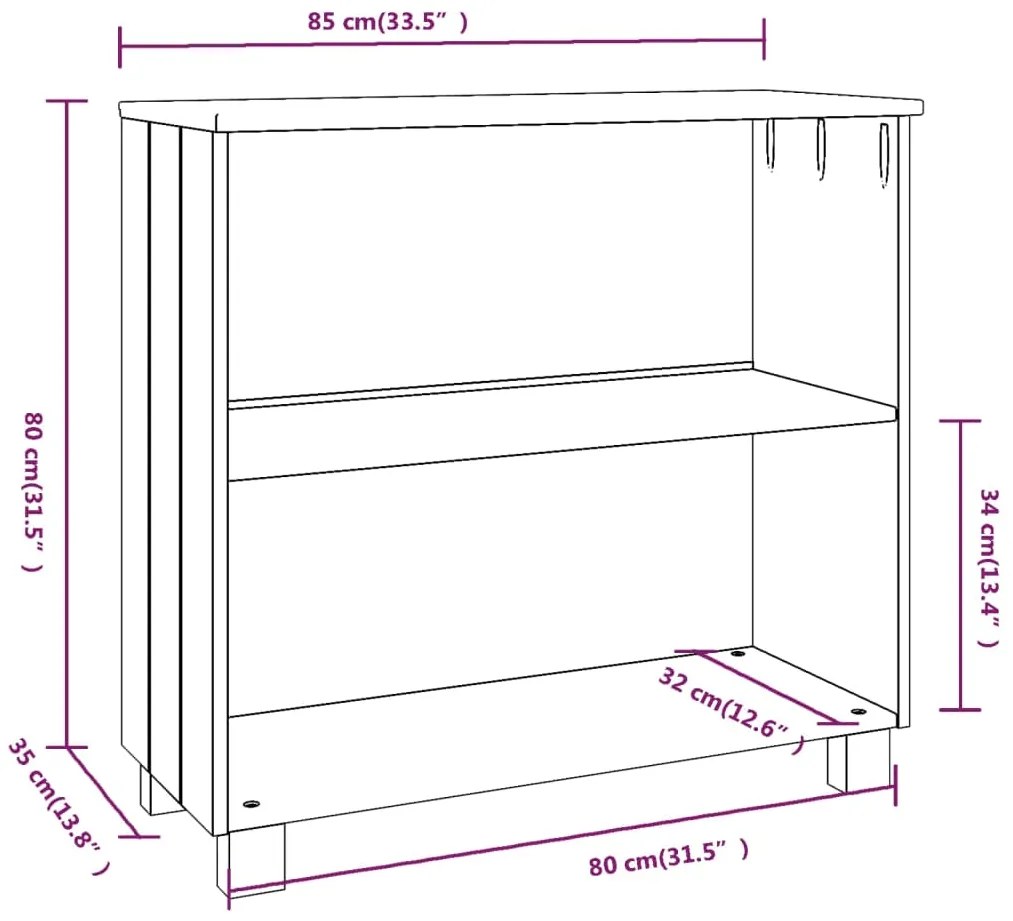 vidaXL Ντουλάπι HAMAR Σκ. Γκρι 85 x 35 x 80 εκ. από Μασίφ Ξύλο Πεύκου