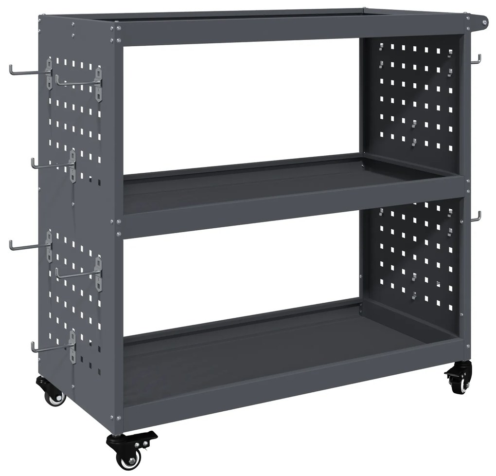 vidaXL Καρότσι εργαλείων με ράφι Ανθρακί 75 x 35 x 73 εκ. Κρύα χάλυβας