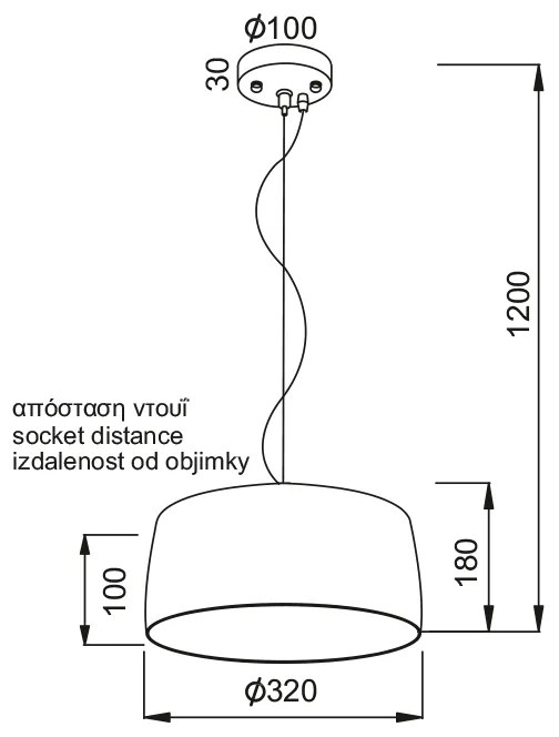 ΚΡΕΜΑΣΤΟ ΦΩΤΙΣΤΙΚΟ 1ΧΕ27 ΤΣΙΜΕΝΤΟ Φ32xH18cm ELVIS - V351091P - V351091P