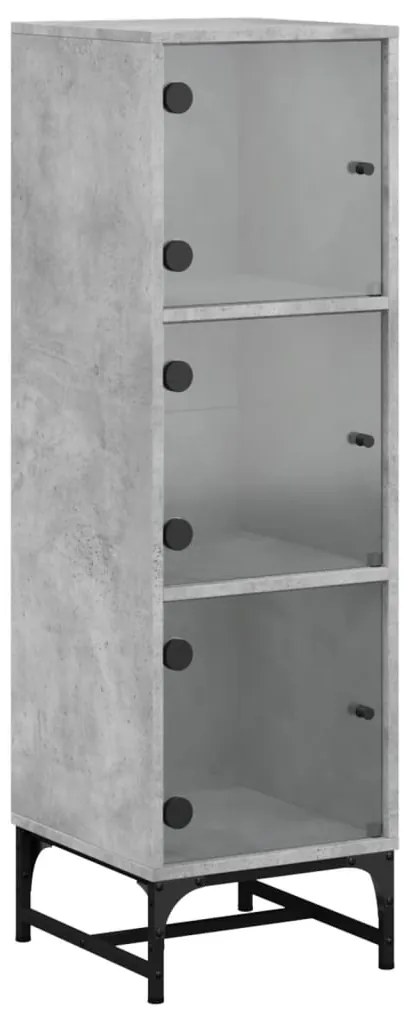 vidaXL Ντουλάπι Γκρι Σκυροδέματος 35 x 37 x 120 εκ. με Γυάλινες Πόρτες