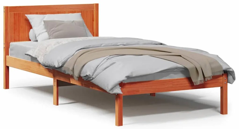 vidaXL Σκελετός Κρεβατιού Καφέ 90 x 200 cm Μασίφ ξύλο πεύκου